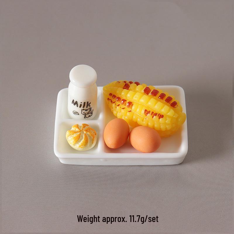 Miniature Breakfast Simulation Set: Baozi, Eggs, Milk, and More - DIY Dollhouse Food Accessories