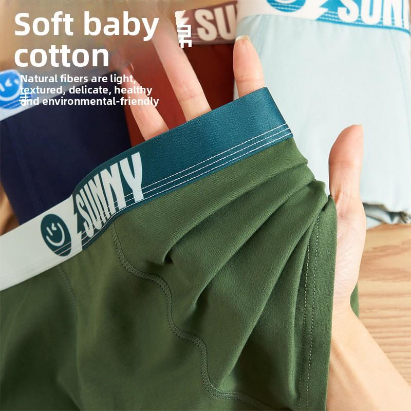 Male Spring and Autumn Cotton 10A Antibacterial Youth Development Period Flat Angle Underwear