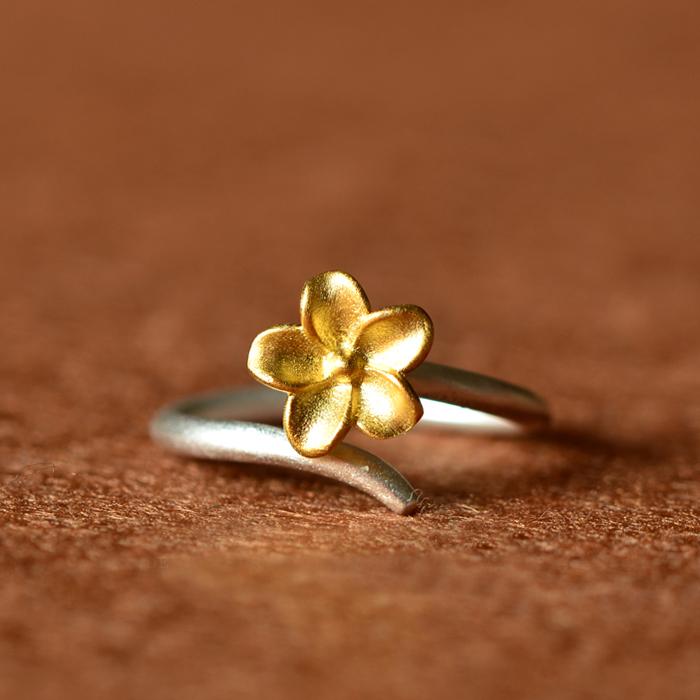 Simple Flower Plain Silver Gold Ring for Women Fashion Jewelry Adjustable Rings