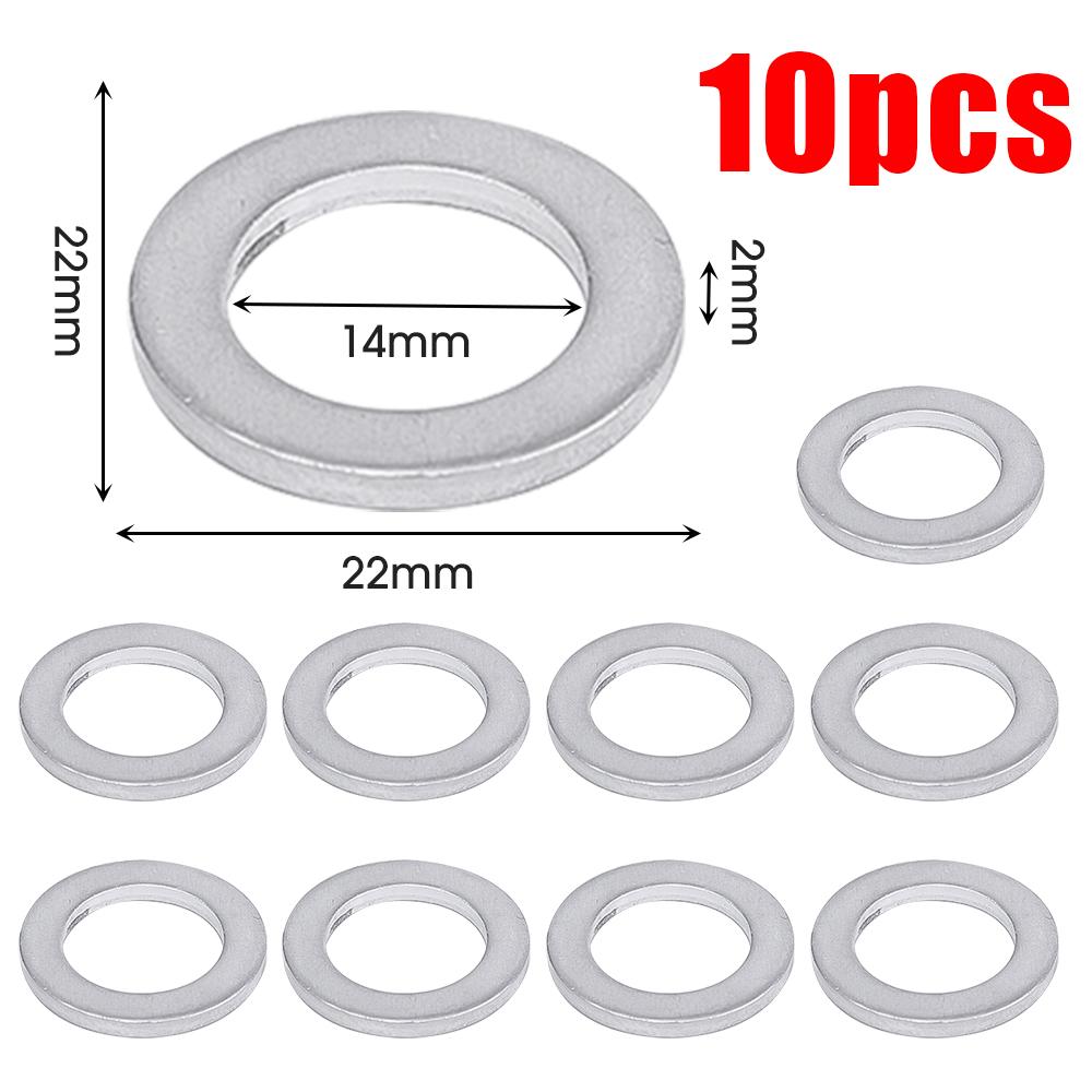 14mm Aluminum Oil Drain Plug Crush Washer Set Non-Slip for Lasting Sealing Car Exterior Accessories for Oil Change Compatible