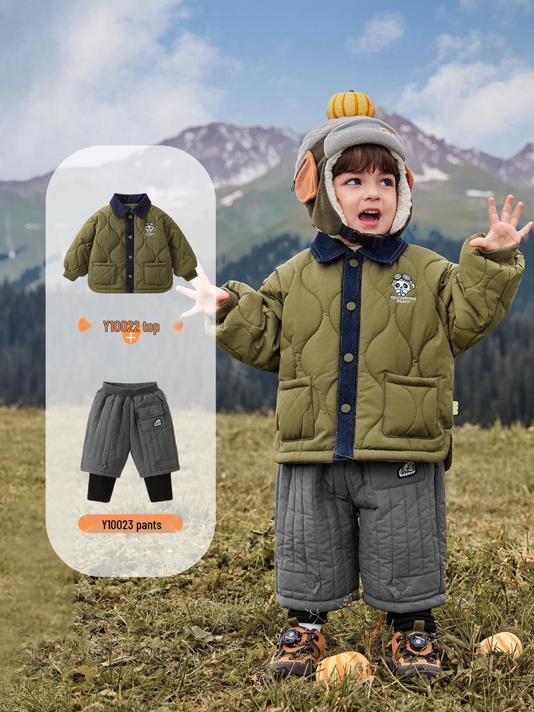Kaka Panda Kids' Winter Fleece Jacket - Boys' and Girls' Warm Cotton Coat