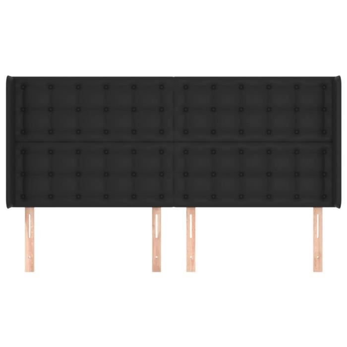 VidaXL Tête de lit avec oreilles Noir 203x16x118-128 cm Similicuir3119688