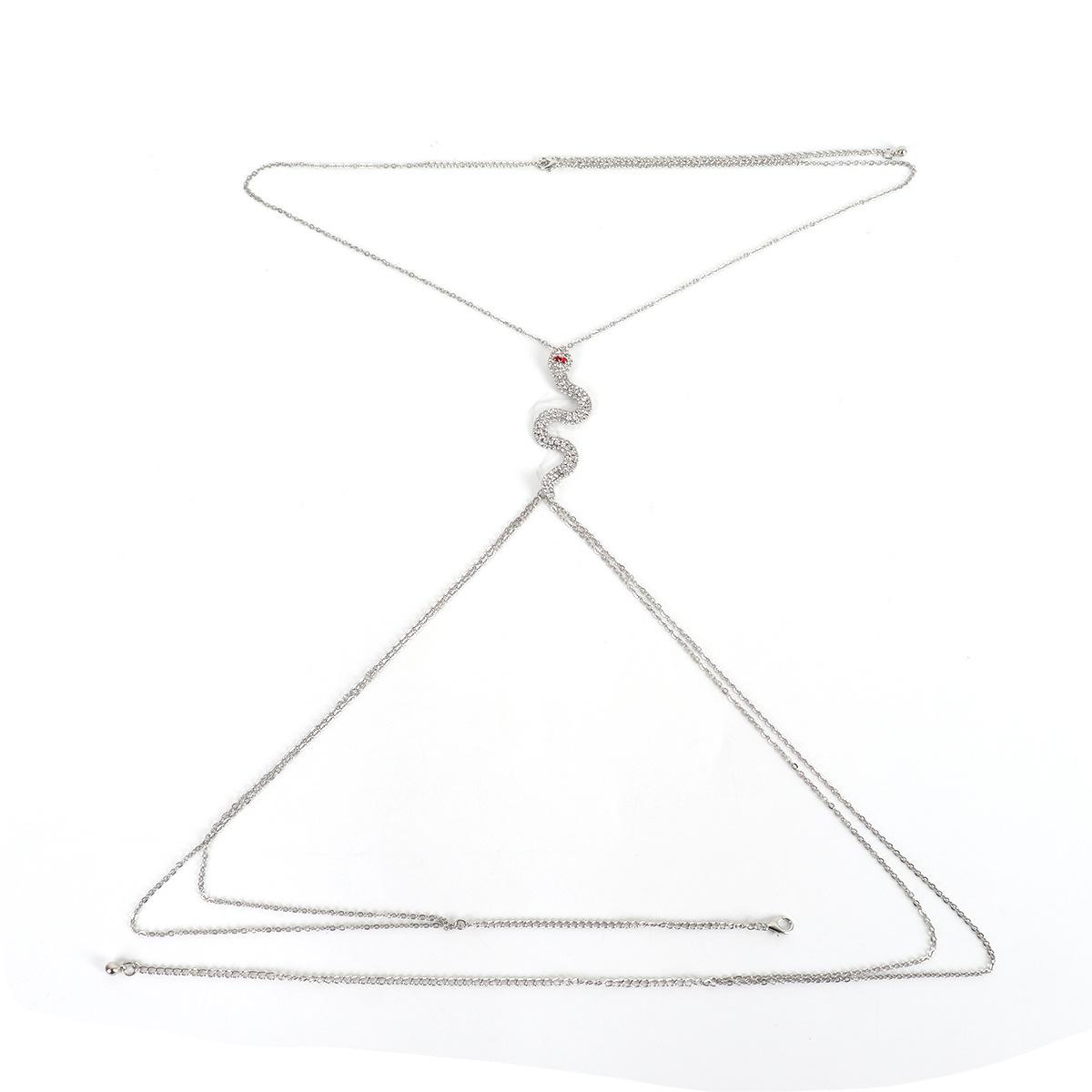 

Транскордонне кольє з кристалами страз - Європейський та американський стиль нічного клубу, ланцюжок для тіла срібний