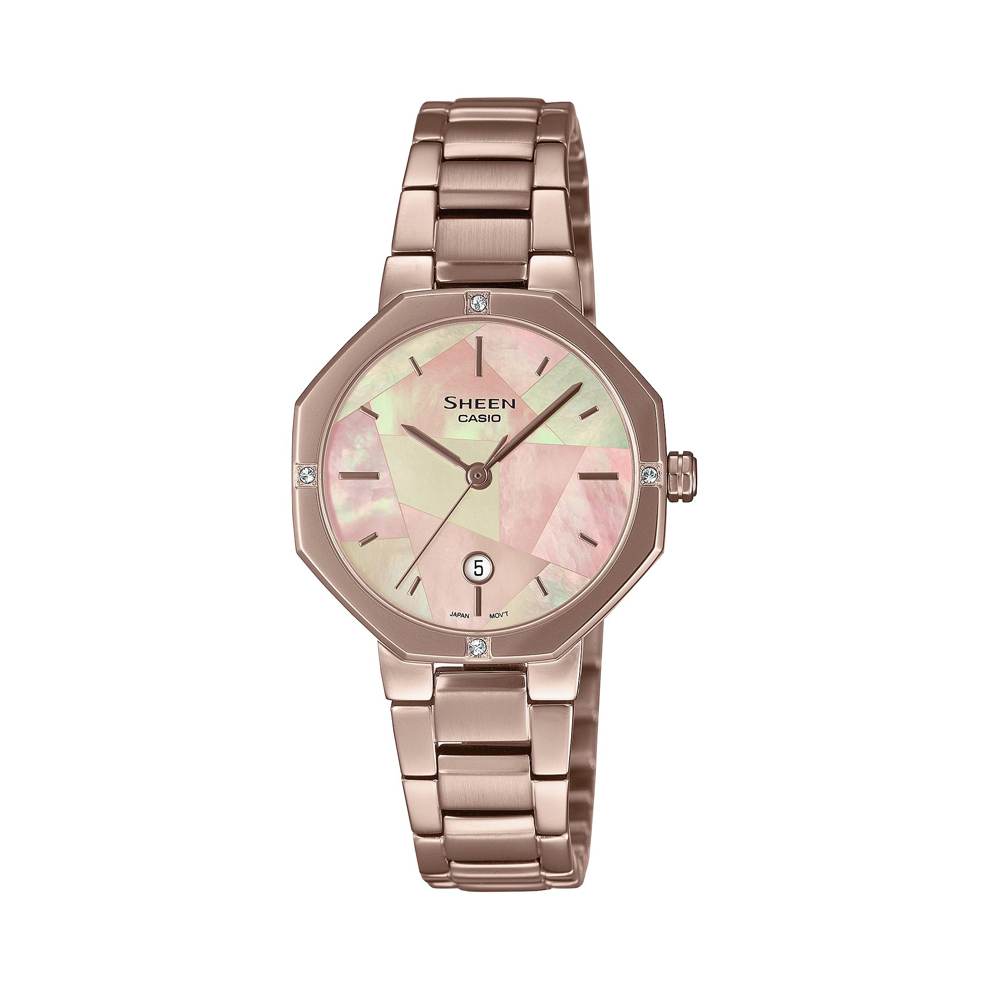 

Casio Sheen Women s Stainless Steel 50M Water Resistant Analog Quartz Watch SHE-4543CG-4A красный
