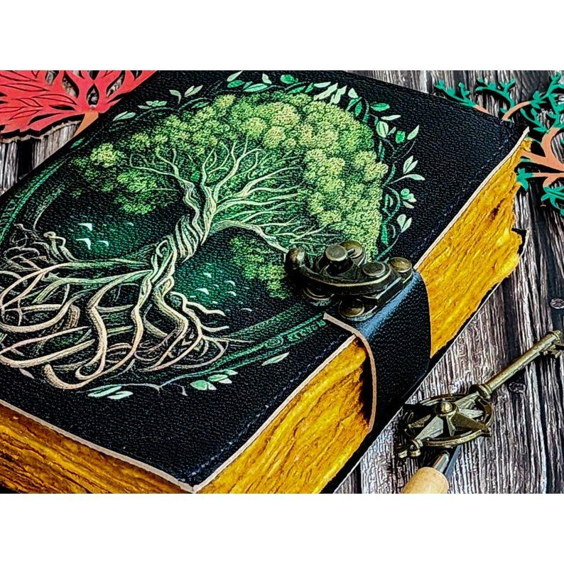 Leather Journal Tree of Life - Genuine Leather Notebooks For Women - Beautiful Journal For Sketches Book Traveling Book Blank Spell Book