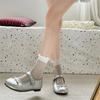 Silver French Ballet Style Light Mouth Flat-soled Single Shoes Women's 2025 New Summer Skirt Bow Mary Jane Shoes