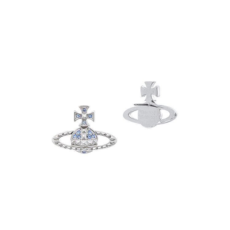 Vivienne Westwood Mayfair Star Studded Brass Earrings Women earrings Blue Silver 62010029-02W388 Box+Shopping Bag
