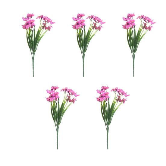 5Pcs Faux Violet Bundles UV Resistant Artificial Flowers Realistic Fake Violets for Outdoors Patios Porches Window Boxes Home Indoor Decor