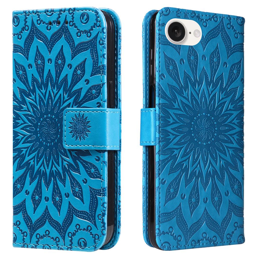 Leather Wallet Flip Case for Apple iPhone 13 14 15 16 16E 17E 17 Pro Max Plus | Mandala Embossed Design Card Holder Protective