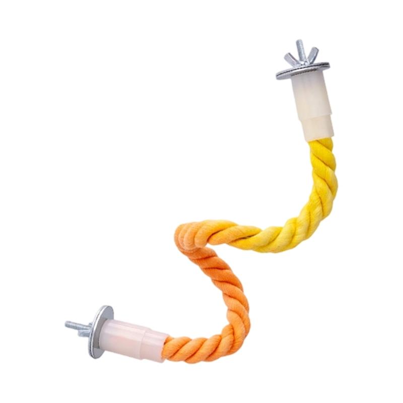 Soft Durable Gradients Cotton Rope Bird Climbing Toy With Swing Perches For Cockatiels Lovebirds