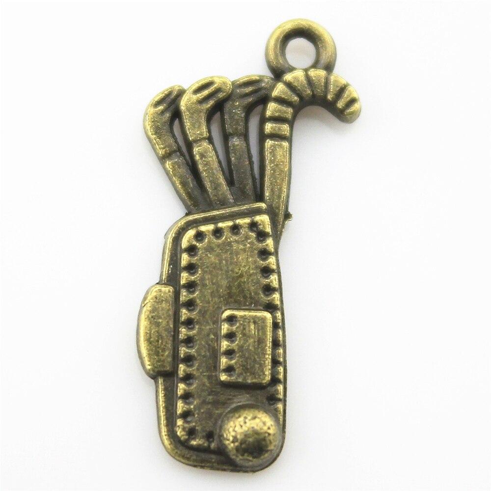 

Подвески для сумки для гольфа антикварного бронзового цвета 25x11 мм торговой марки: WYISYWG 10 штук ювелирных изделий ручной работы