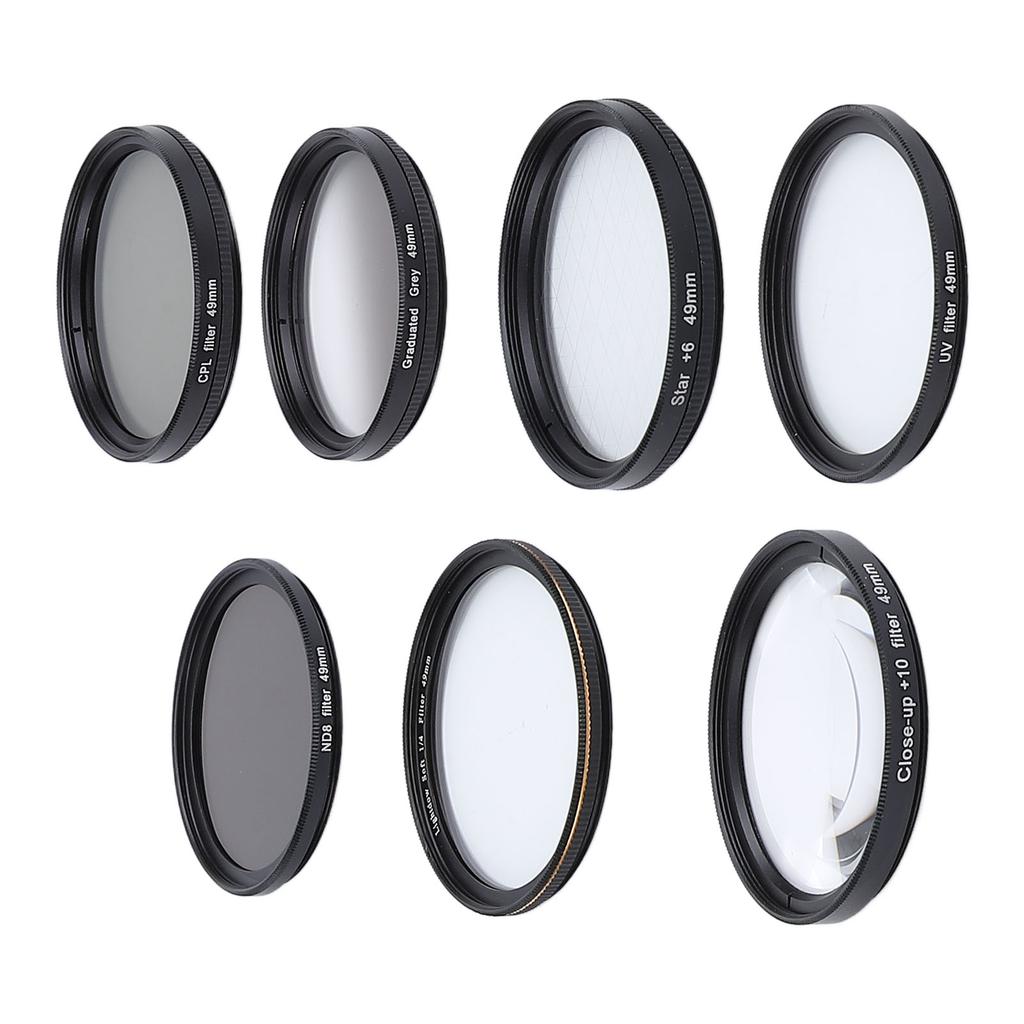 Camera Lens Filter Kit UV CPL ND8 Soft White Graduated Grey 10X Macro 6 Points Star Filter Set for Photography