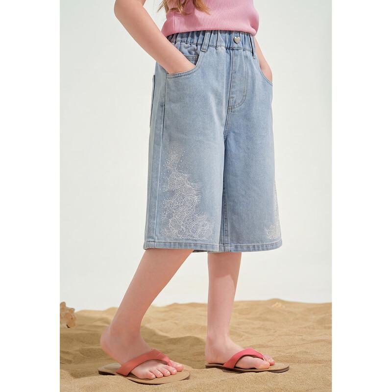

Montagut Kids Girls Fog Blue Rhinestone Cropped Jeans 150