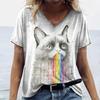 Fashion Streetwear Women Oversized T Shirt 3D Cat Print Summer Casual Short Sleeve Crew Neck Pullover Female Clothing