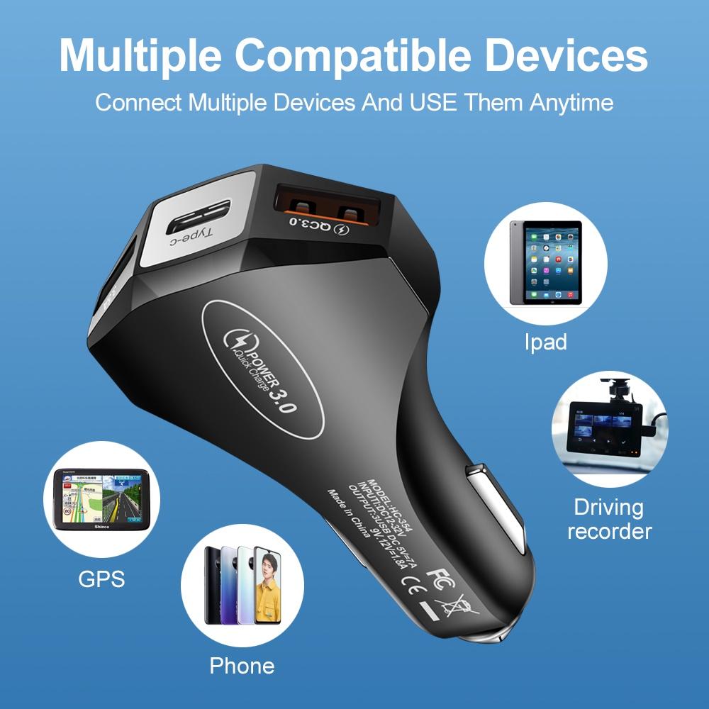 7A Car Charger USB Type C PD Fast Charger Quick Charge 3.0 for IPhone 13 Samsung Huawei