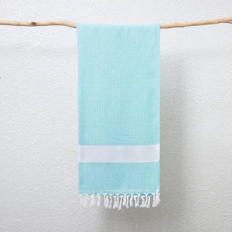 Woven Poly Cotton Solid Color Large Bath Towel Turkish Beach Blanket Cotton Linen Blend Geometric Diamond Pattern