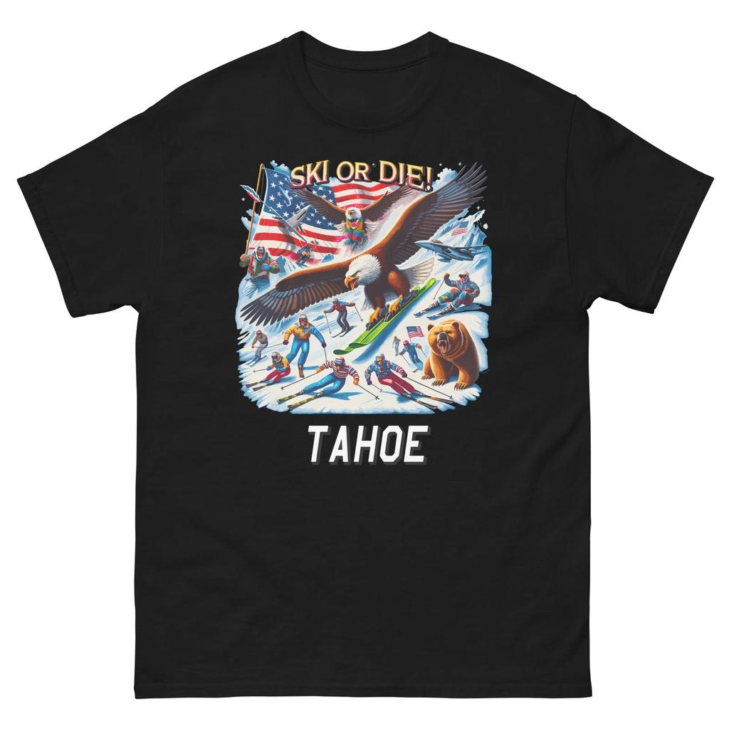 Tahoe Ski Or Die Eagle USA America Skiing Skier T-Shirt Shirt