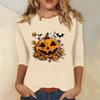 Women's Fashion Casual Three-quarter Sleeve Halloween Printed Round Neck Top