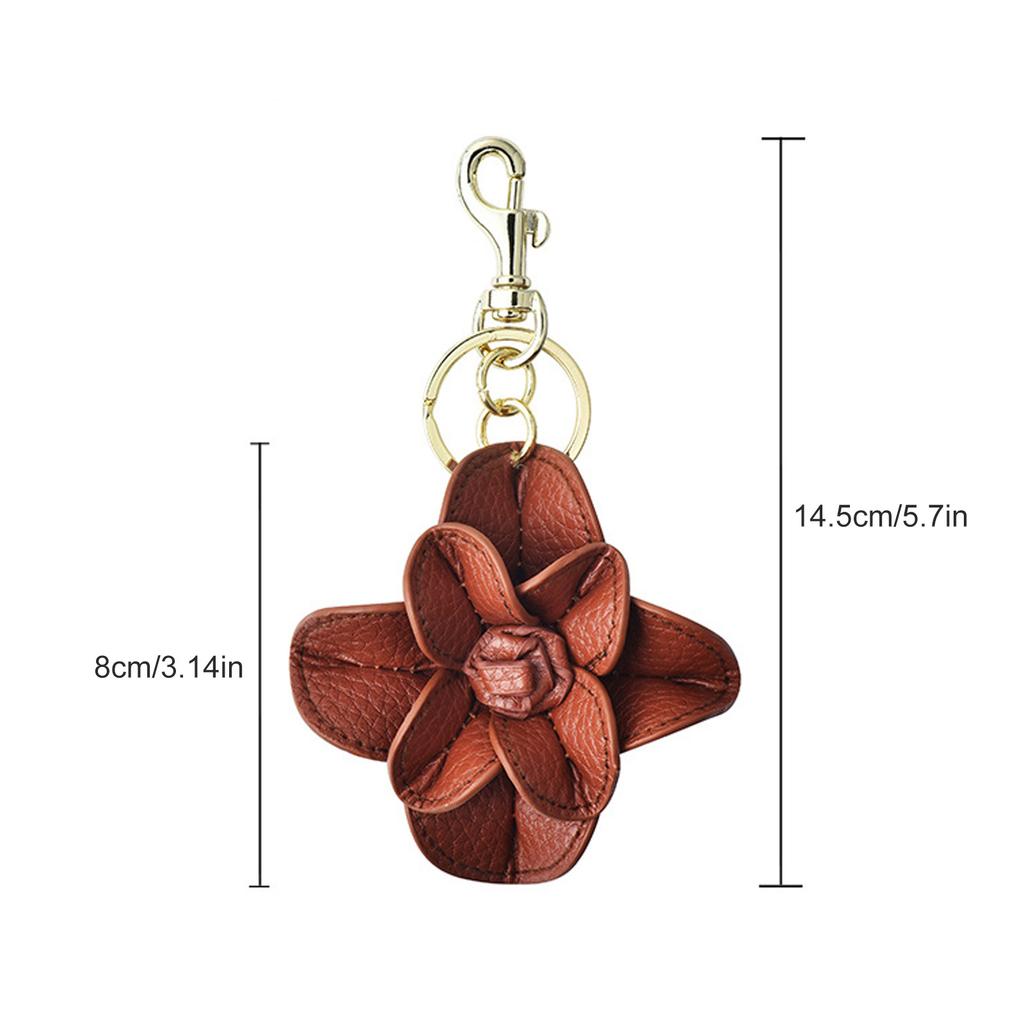 Eleganter Kaffee-/Schwarzer Ton PU-Leder Blumen-Schlüsselanhänger Stilvoller Schlüsselanhänger mit stabilem Metallring für stilvolle Männer und Frauen