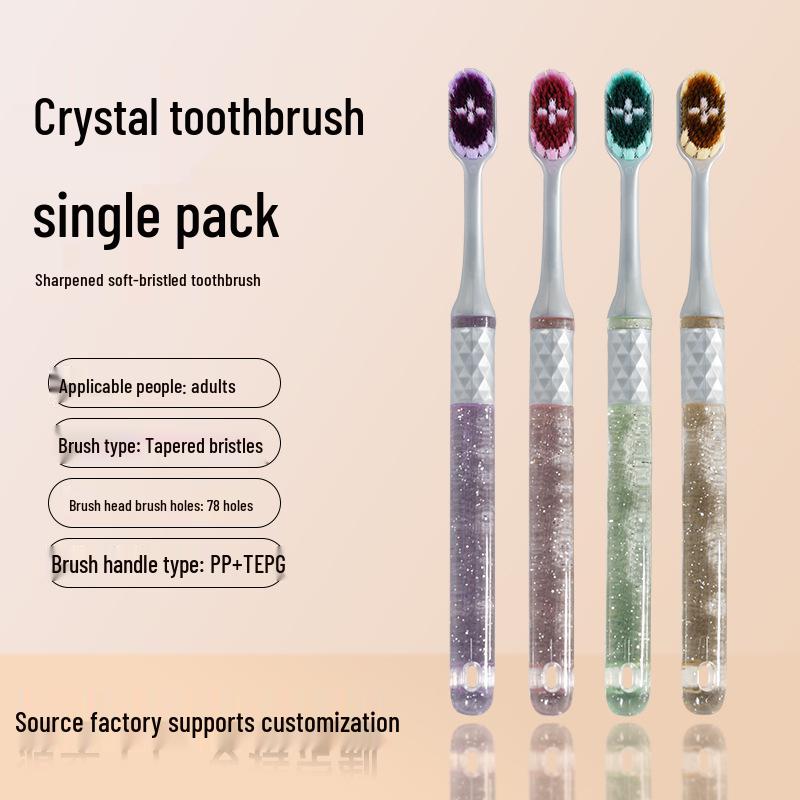 

Premium Jelly Color Crystal Toothbrush: Adult Soft Bristle, Wide Head, Ergonomic Handle, Ideal for Couples. Random Color (Individually Packaged)