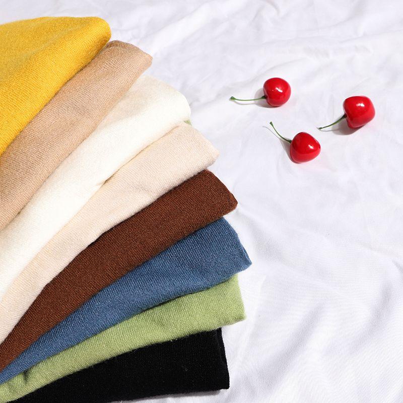 Sweater Women's Base Slim Fit Rolled Edge Half High Neck Long Sleeved Pullover Knitted Sweater