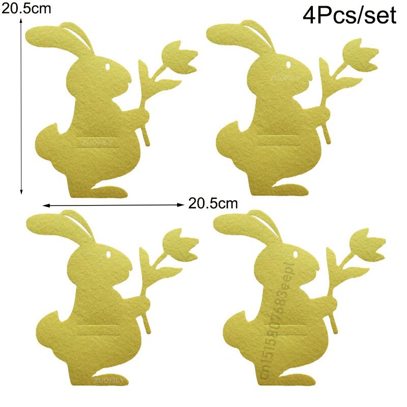 Easter Bunny Knife and Fork Holder 4Pcs/set Easter Eggs Rabbit Cutlery Bags Tableware Organizer Table Decorations Party Supplies