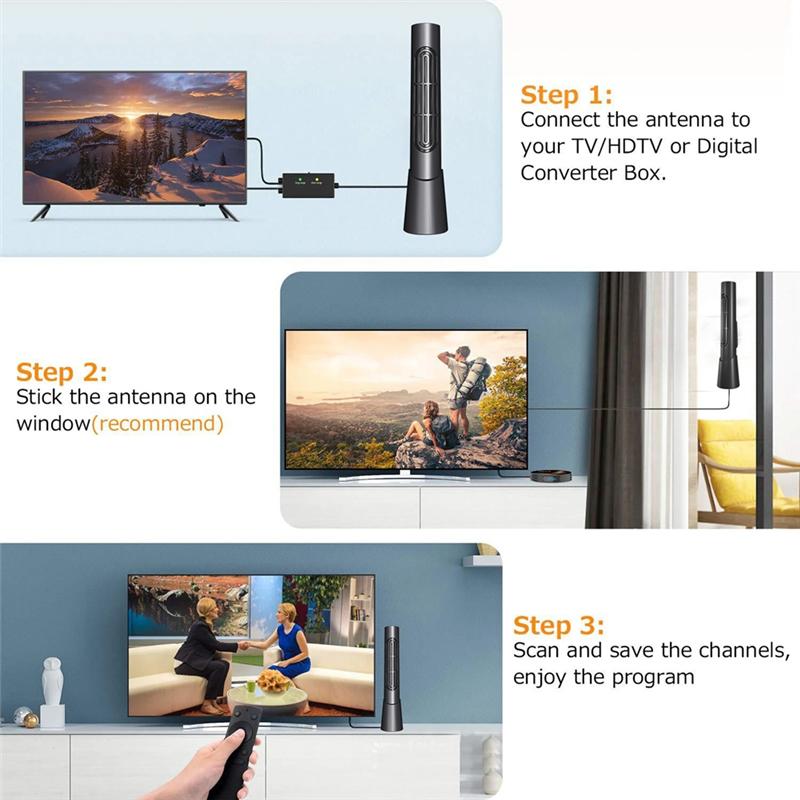 ABUO-Indoor TV Antenna With Amplifier 46-862M Long Range 7000 4K 1080P Digital HD Signal Booster DVBT2 ATSC TV Receiver