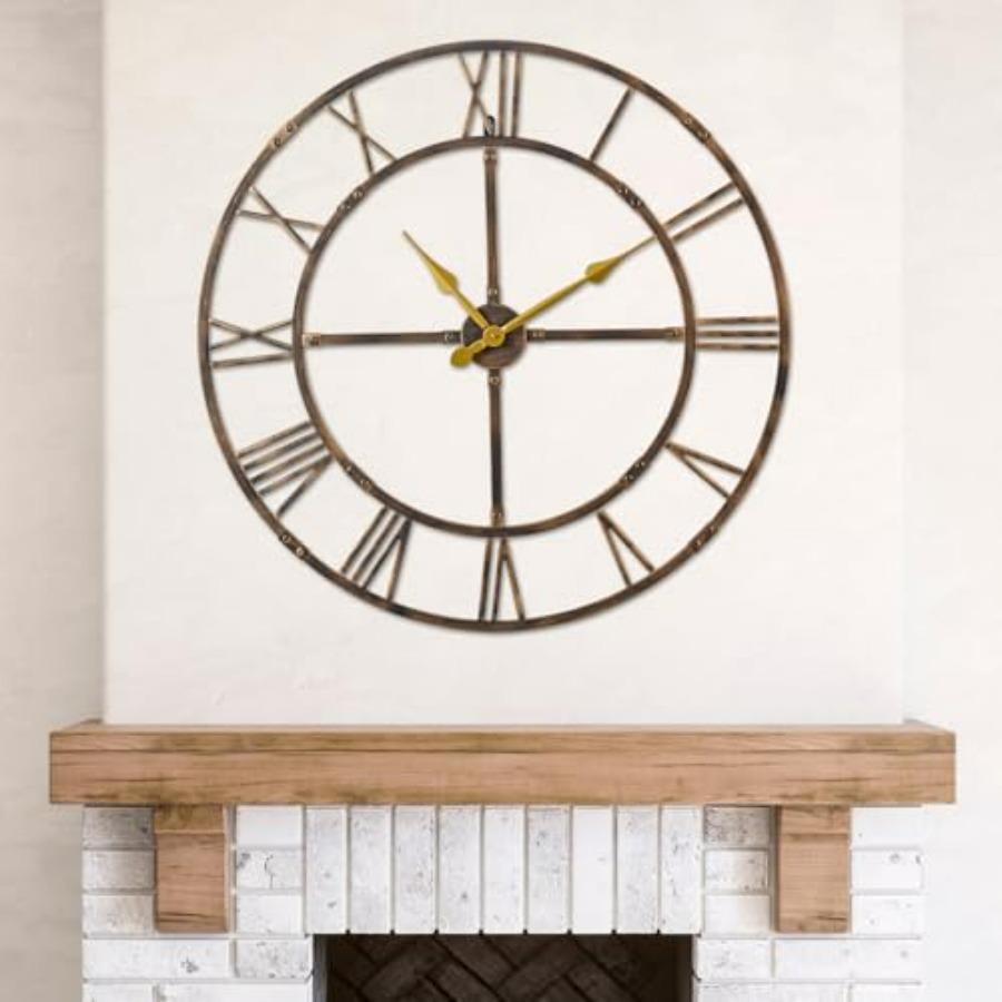 

Large Wall Clock for Living Room Decor 32 Inch Knocked-Down Silent Non-Ticking Modern Farmhouse Wall Clock Oversized Decorative
