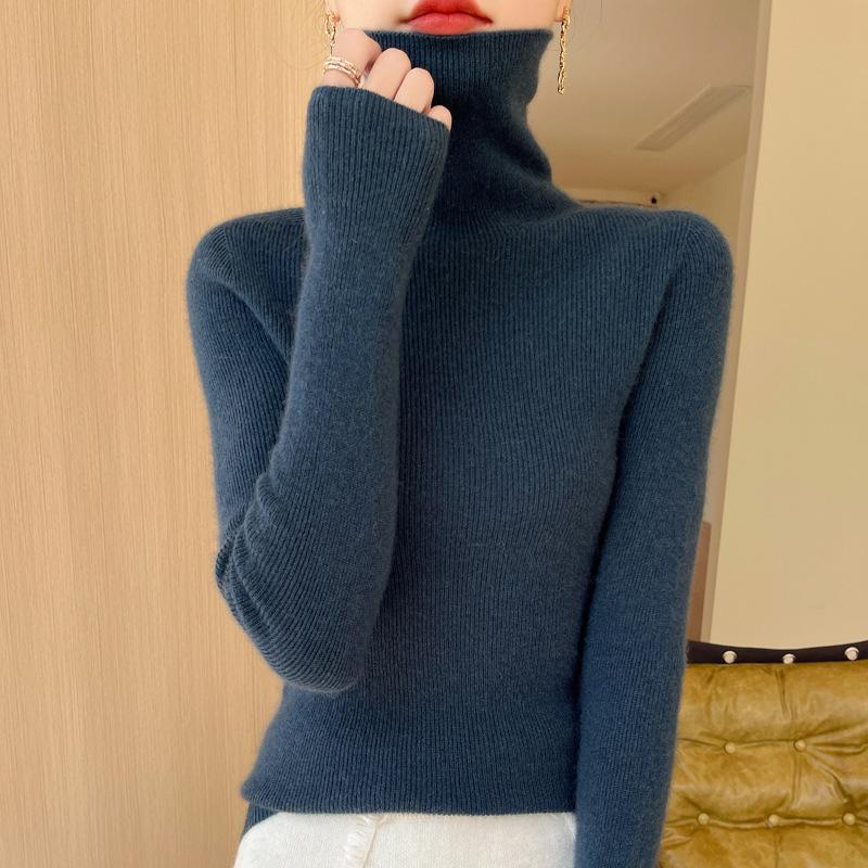 Women's Seamless Slimming Turtleneck Knitwear - Autumn & Winter Velvet Base Layer Sweater.