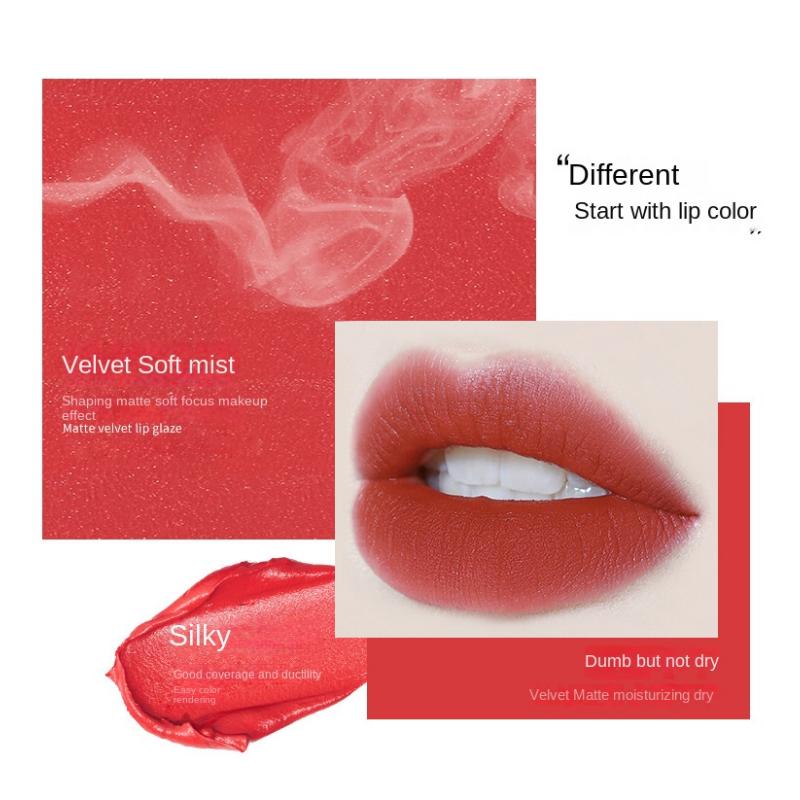 VIBELY Fumo Leggero Opaco Velluto Opaco Lip Slush Impermeabile Lunga Durata Lucidalabbra Bianco