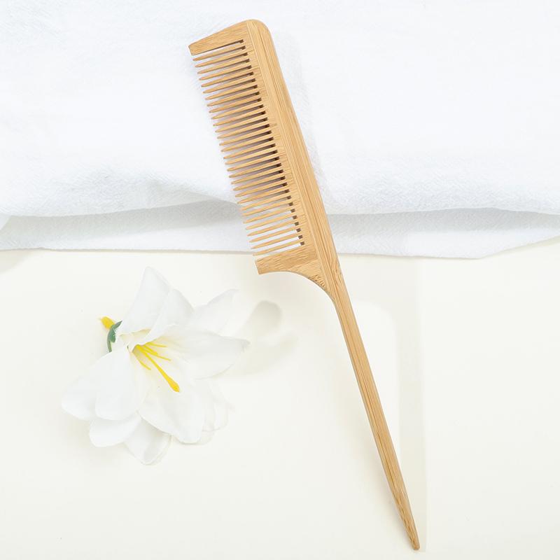 2Pcs/Set Natural Bamboo Wooden Comb Anti-Static Afro Fork Combs Beard Comb Men Women Anti-static Hair Wooden Comb Hair Styling C