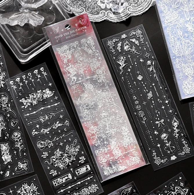 3 Sheets Butterfly Moon Star Stickers PET Transparent Decorative Stickers For Craft Album Journal Scrapbooking