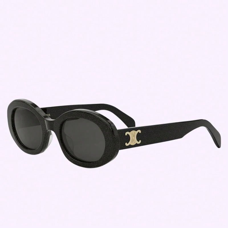 Celine Lunettes de soleil ovales noires Triomphe CL40194U-01A
