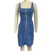 Women's Sleeveless Denim Dress Zipper Front Mini Jean Dress Summer Casual Tank Denim Dress with Pockets