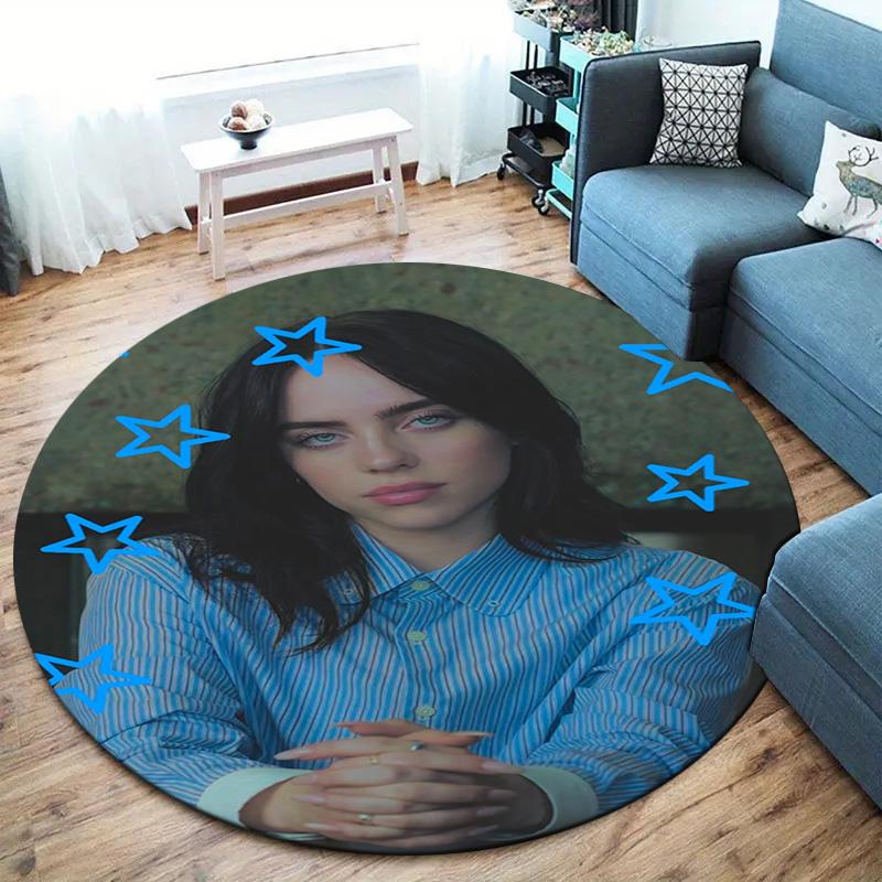 Billie Eilish Round Area Rug,Carpet Rug for Living Room Bedroom Sofa Playroom Decor,Non-slip Floor Mat