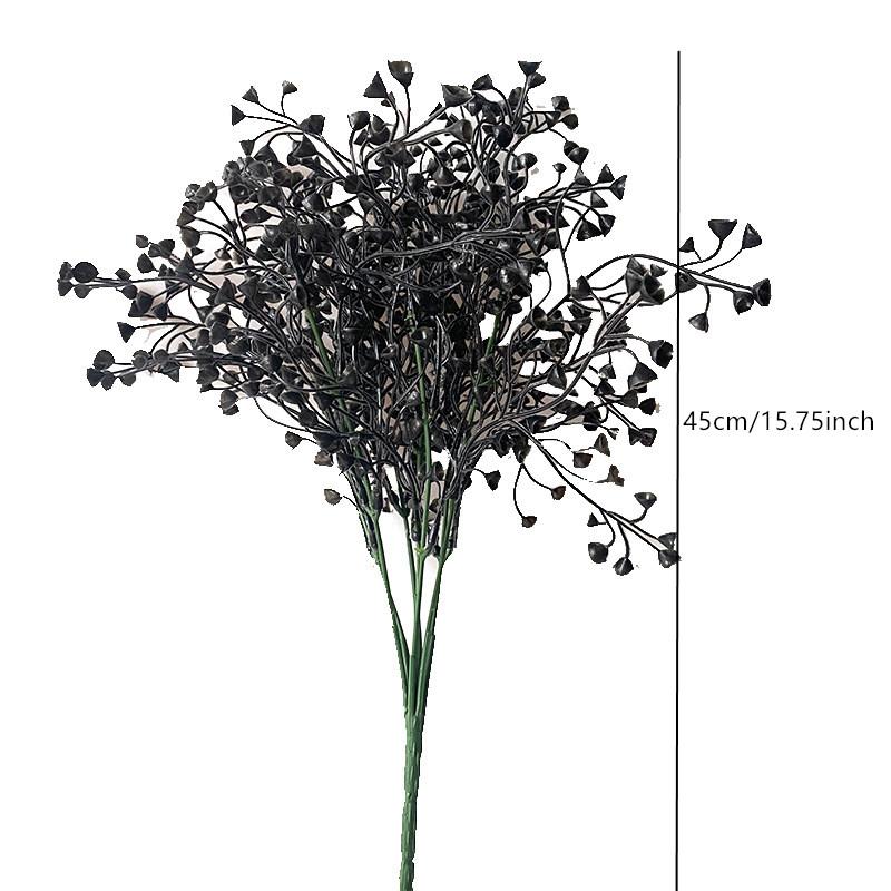 Halloween Black Artificial Plant Vine Eucalyptus Persian Fern Leaf Plastic Fake Flower Grass Home Party Garden Decor Photo Props