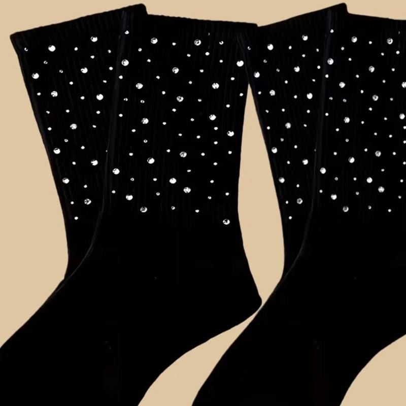 Kurze Damensocken mit Vollsteinbesatz Atmungsaktives Gewebe Elastische Unterstützung Praktisch für verschiedene Anlässe