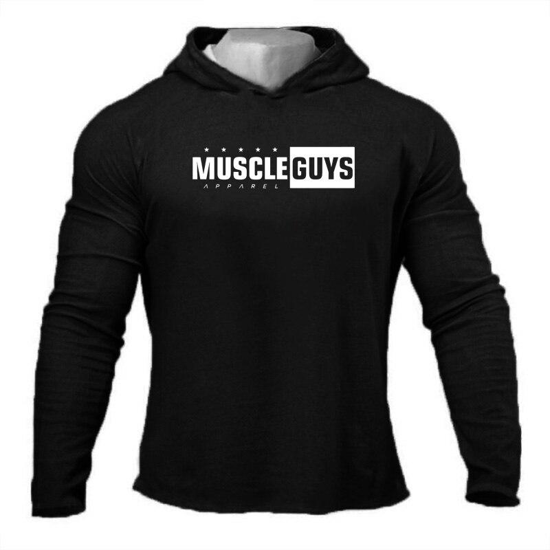 Muscleguys   Slim Fit Comfortable  Hoodie Men’s Daily Casual Clothes Bodybuilder Long Sleeves for Running