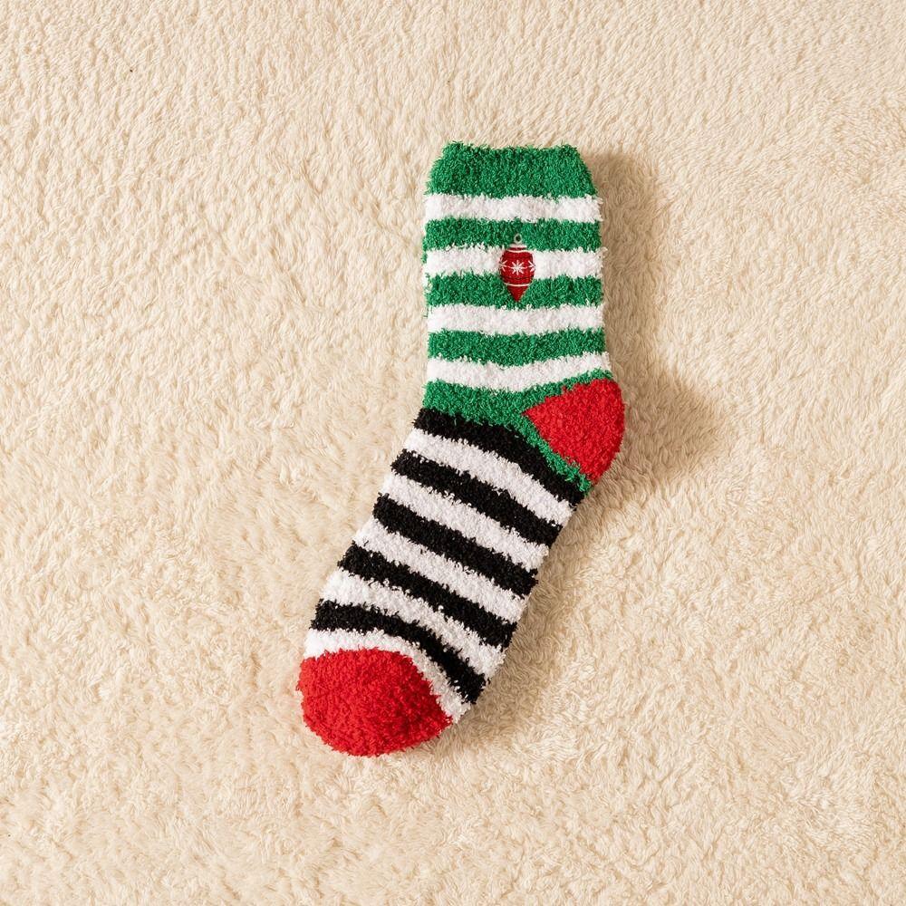 Cartoon Floor Sleep Socks Snowman Winter Red Green Elk Coral Velvet Socks Middle Tube Socks Women Hosiery Christmas Socks