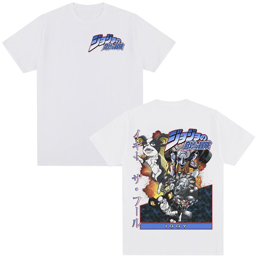 Anime JoJo Bizarre Adventure Iggy Manga T-shirt Grafiche Uomo Donna Abbigliamento Moda Casual Larga Maniche Corte T-shirt Top