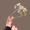 1Pcs U Shape Jade Orchid Hairpin For Women Vintage Chinese Style Wrapping Flower Hairpin Handmade Metal Jewelry Hair Accessory