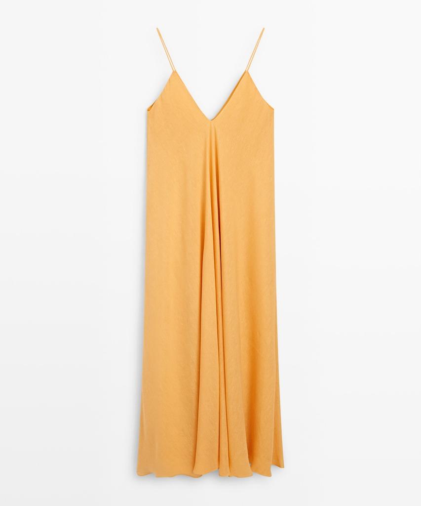 Masimodutti Linen V-Neck Fluid Dress