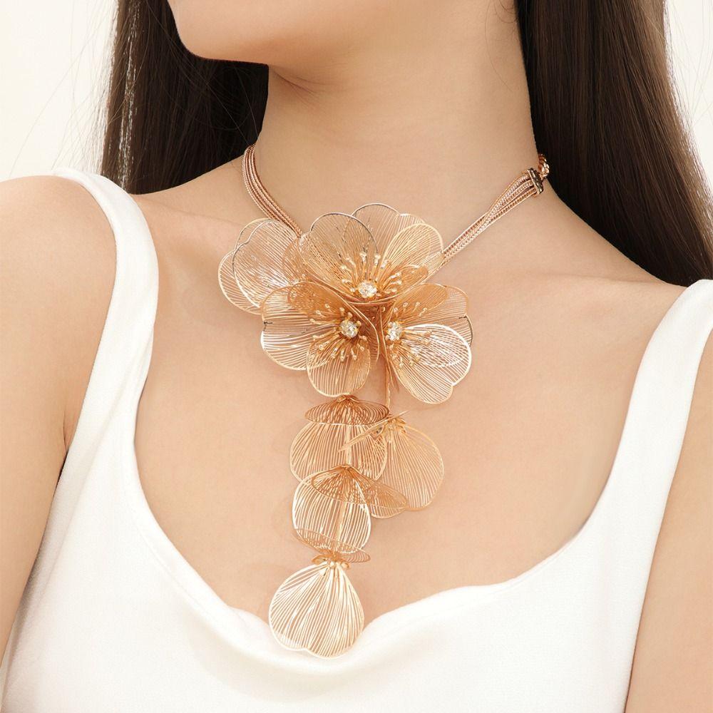 Luxury Exaggerated Choker Elegant Long Tassel Collarbone Chain  Banquet Party