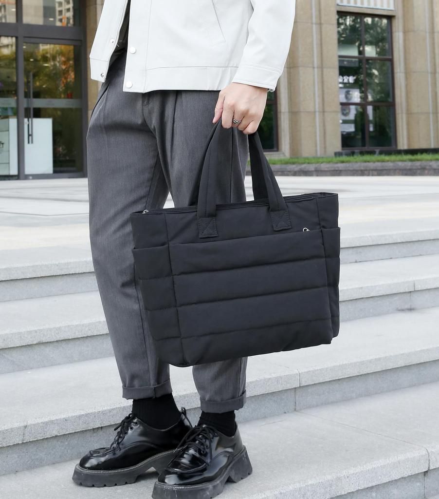 Tote Bag for Men and Large Many Zipper CC2428 CC-MAX Women, Water-Repellent, Nylon, Capacity, Fluffy, Pockets, Closure, Carry-On, (Black)