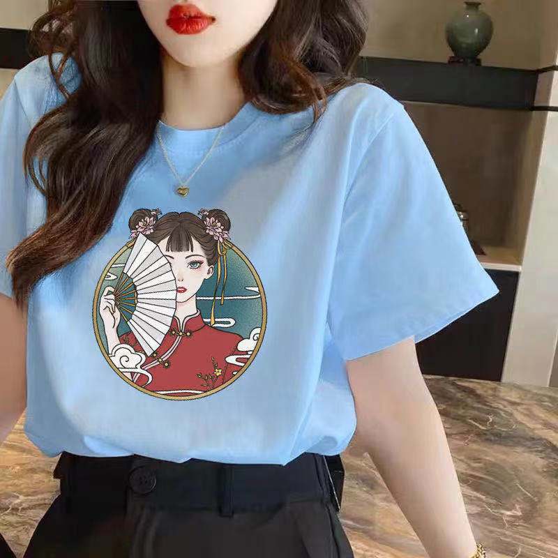 Cotton Short-sleeved T-shirt Women's Summer Style Chinese Style Loose White Bottoming T-shirt Trendy