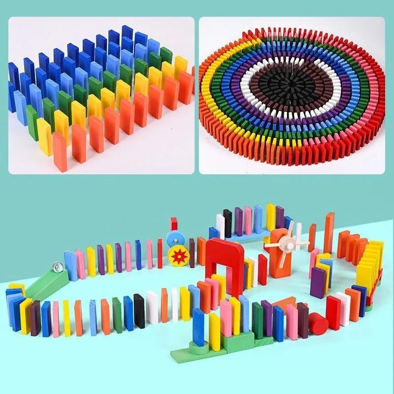 Colorful Dominoes Educational Toy For Boys Wood Material Brain Teaser Early Learning Intellectual Development 120 Pieces