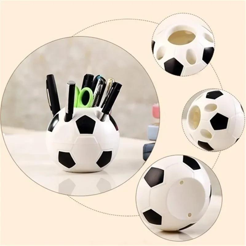 Round Football-Shaped Multifunctional Plastic Pen Holder for Students and Office Use