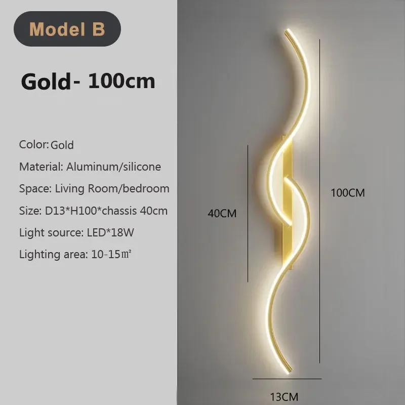Modern LED Wall Light Long Strip Bedside Lamp TV Background Decorative Indoor Lighting for Bedroom Living Room Home Fixture