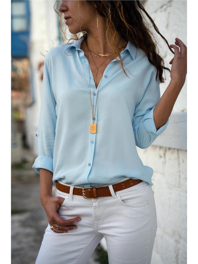 Women's Slim Fit Long Sleeve Professional Blouse - Business Formal Summer Top