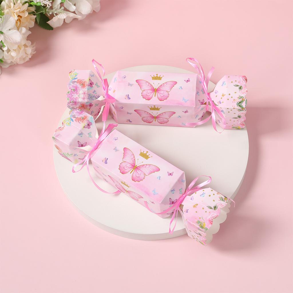 6pcs Butterfly Candy Box with Ribbon Gift Packing Box Butterfly Birthday Party Decoration Kid Baby Shower Wedding Party Supplies